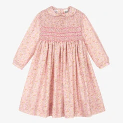 Sarah Louise Girls Pink Smocked Dress