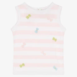 Sarah Louise Girls Pink Stripe Cotton Slipover