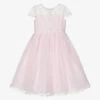Sarah Louise Girls Pink Tulle & Lace Dress