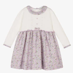 Sarah Louise Girls Purple & Ivory Dress