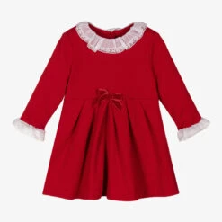 Sarah Louise Girls Red Cotton Jersey Dress