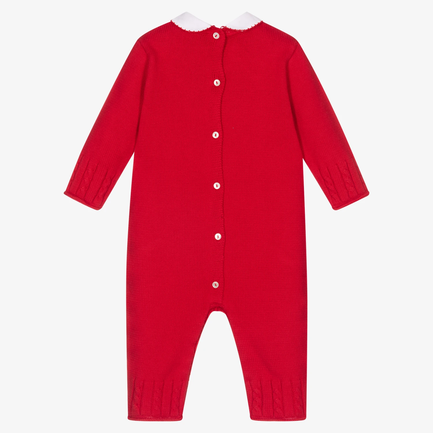 Sarah Louise Girls Red Cotton Knit Romper 2 Sarah Louise Girls Red Cotton Knit Romper - Image 2