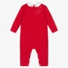 Sarah Louise Girls Red Cotton Knit Romper