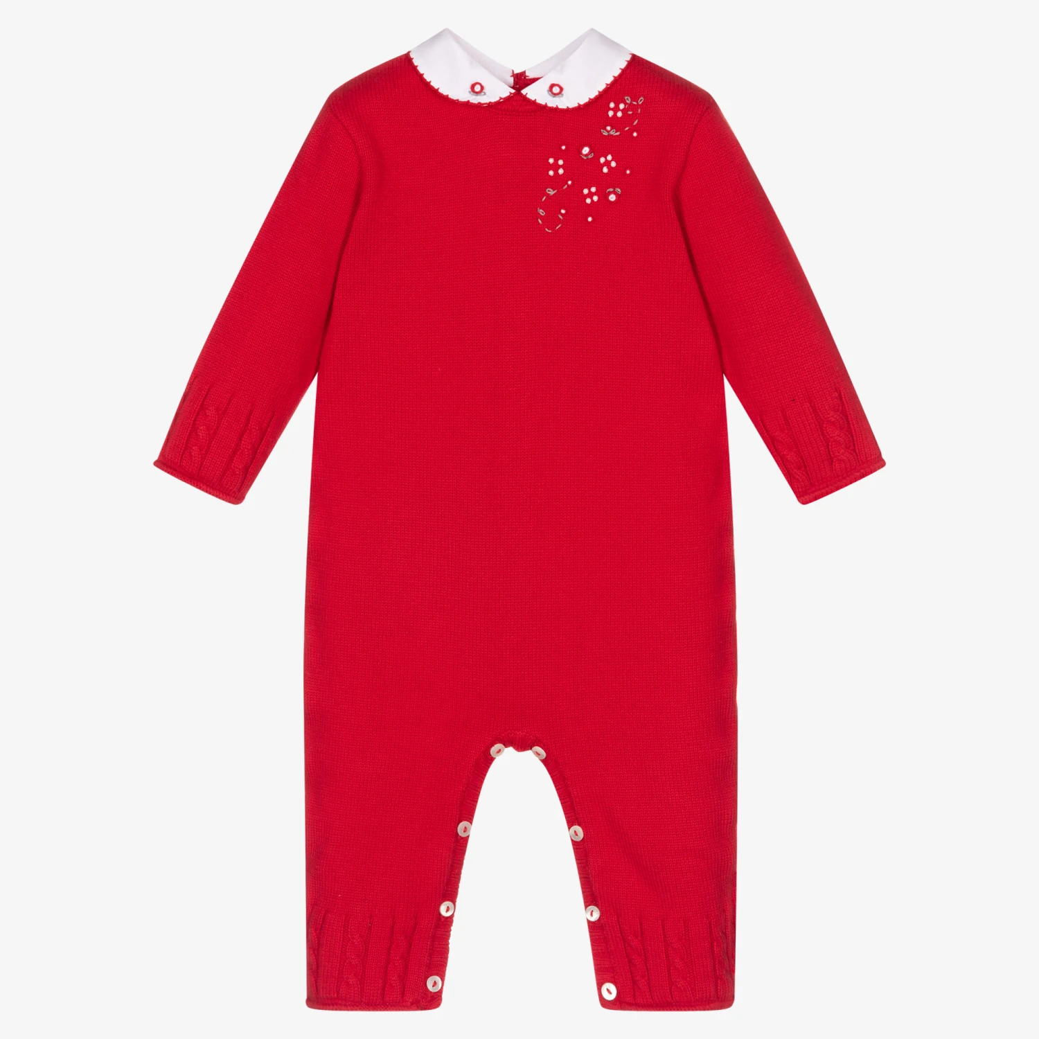 Sarah Louise Girls Red Cotton Knit Romper 1 Sarah Louise Girls Red Cotton Knit Romper