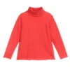 Sarah Louise Girls Red Cotton Roll Neck Top