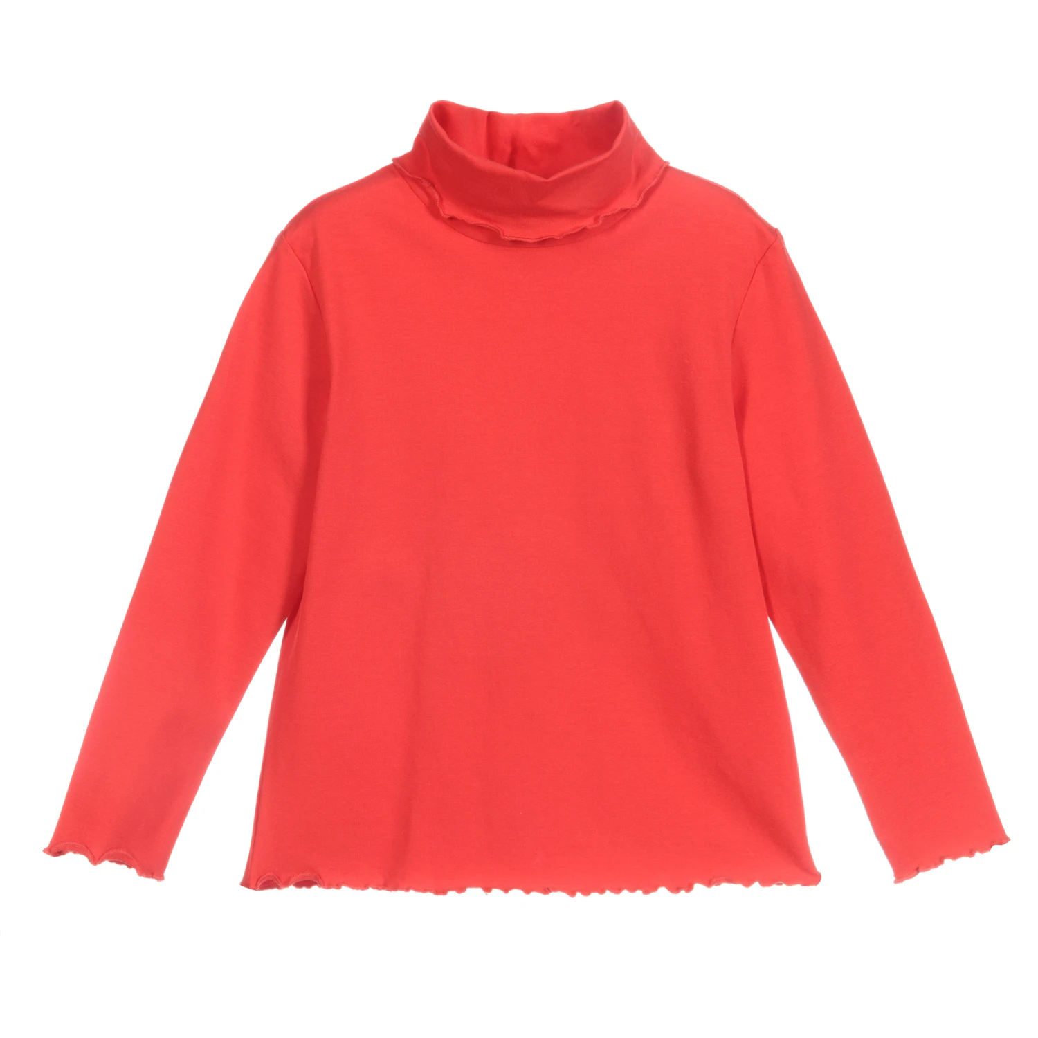 Sarah Louise Girls Red Cotton Roll Neck Top 1 Sarah Louise Girls Red Cotton Roll Neck Top