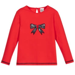 Sarah Louise Girls Red Cotton Top