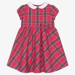 Sarah Louise Girls Red Tartan Dress