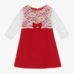 Sarah Louise Girls Red Velvet Dress