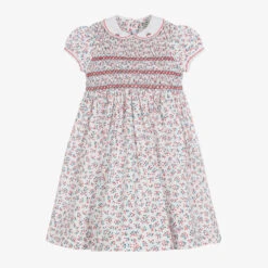 Sarah Louise Girls Red & White Berries Smocked Dress