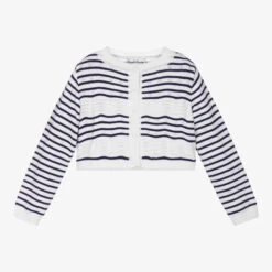 Sarah Louise Girls Striped Cotton Cardigan