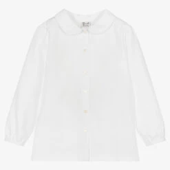 Sarah Louise Girls White & Blue Cotton Blouse