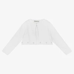 Sarah Louise Girls White Cotton Bolero Cardigan