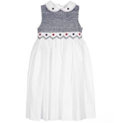 Sarah Louise Girls White Cotton Dress
