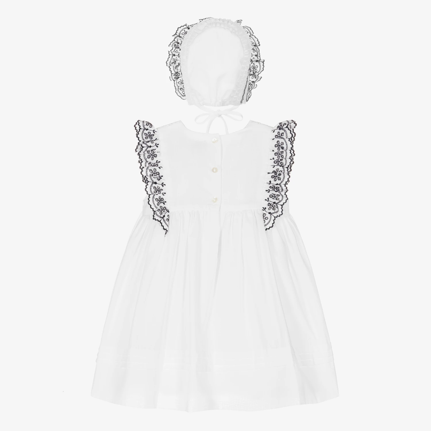 Sarah Louise Girls White Cotton Hand-Smocked Dress Set 2 Sarah Louise Girls White Cotton Hand-Smocked Dress Set - Image 2