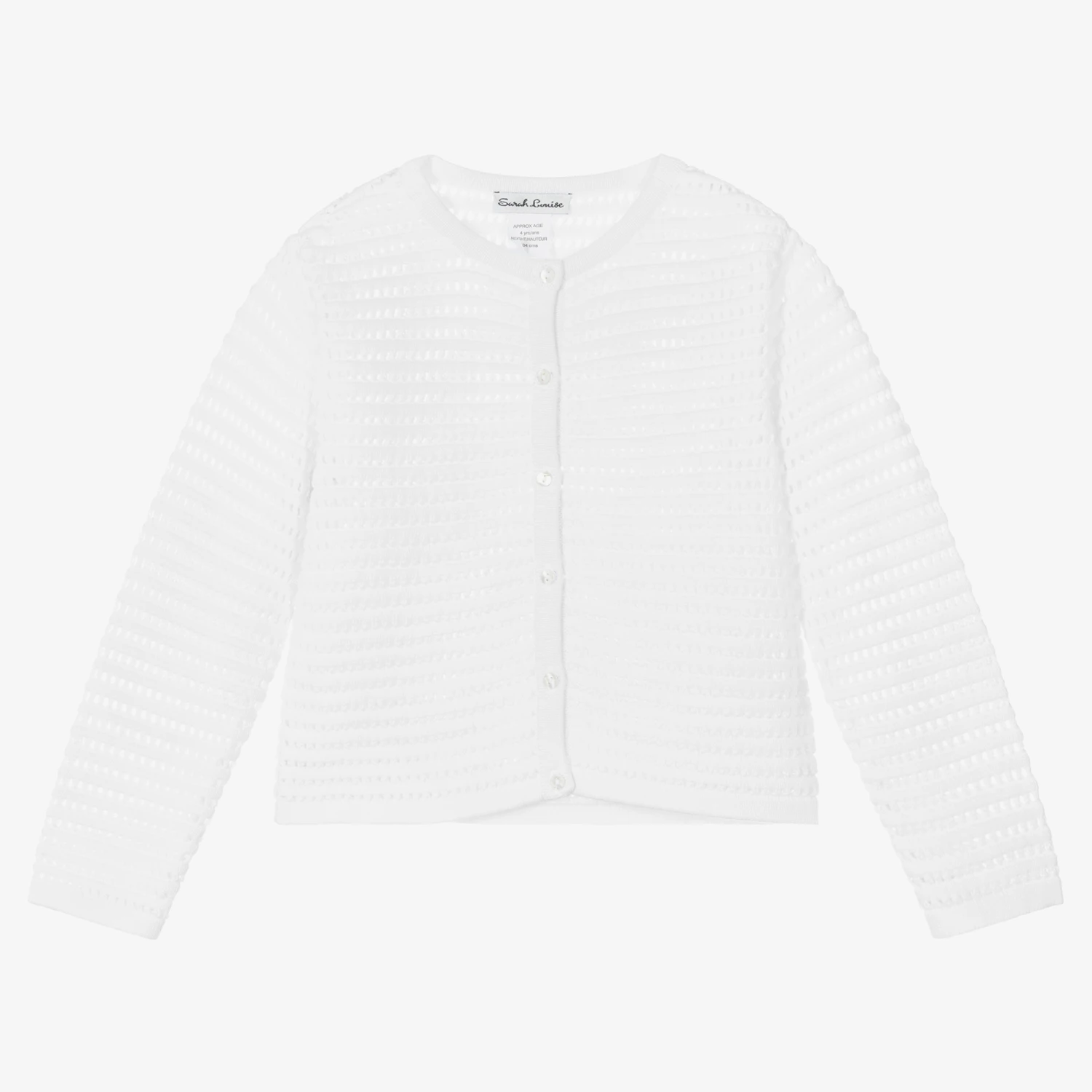 Sarah Louise Girls White Cotton Knit Cardigan 1 Sarah Louise Girls White Cotton Knit Cardigan