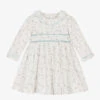 Sarah Louise Girls White Floral Cotton Dress