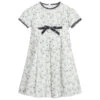 Sarah Louise Girls White & Grey Dress