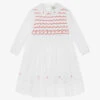 Sarah Louise Girls White Hand-Smocked Dress