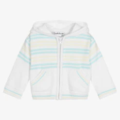 Sarah Louise Girls White Knitted Zip-Up Top