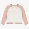 Sarah Louise Girls White & Pink Cotton Cardigan