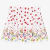 Sarah Louise Girls White & Red Cotton Skirt