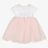 Sarah Louise Girls White Satin & Tulle Dress