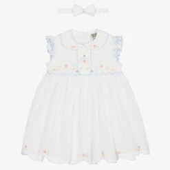 Sarah Louise Girls White Smocked Dress Set