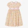 Sarah Louise Girls Yellow Floral Hand-Smocked Dress
