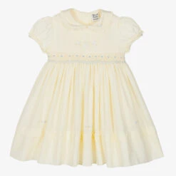 Sarah Louise Girls Yellow Hand-Smocked Dress