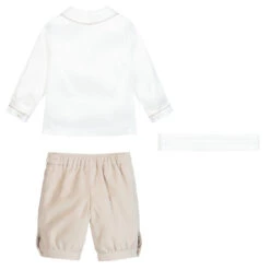 Sarah Louise Ivory & Beige Shorts Set -Sarah Louise Kids Boutique sarah louise ivory beige shorts set 352169 57d40636c64df9d367d2f08b746c898131b88b30