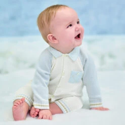 Sarah Louise Kids Boutique -Sarah Louise Kids Boutique sarah louise ivory blue knitted romper 401528 7eb138b3f6eb821e2229bb29bd1cced60ac06e98 outfit