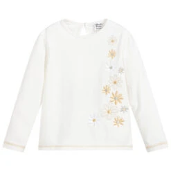 Sarah Louise Ivory Cotton Flower Top