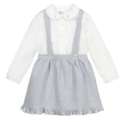 Sarah Louise Ivory & Grey Cotton Skirt Set