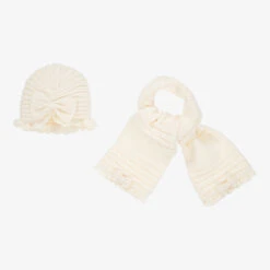 Sarah Louise Ivory Knitted Hat & Scarf Set