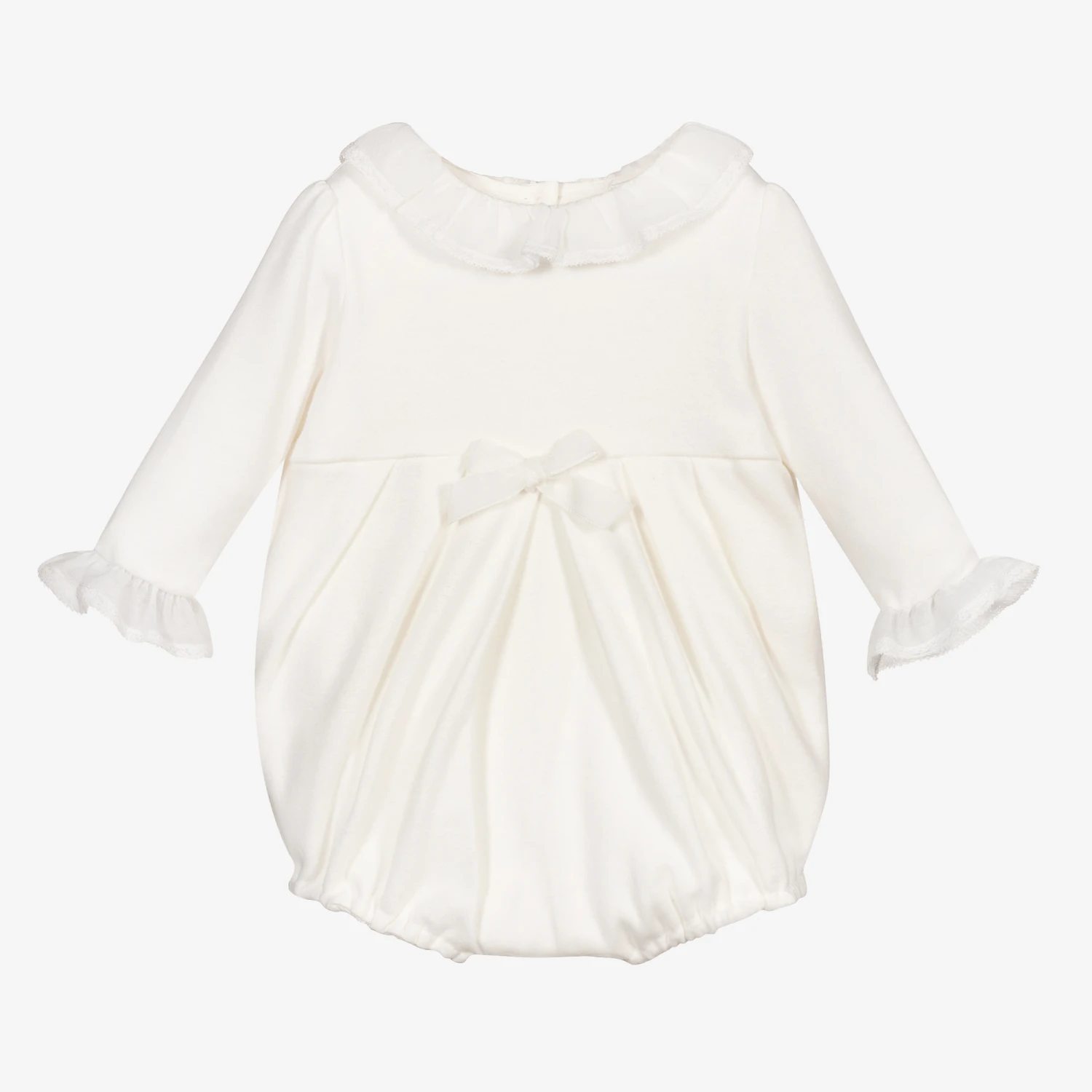 Sarah Louise Ivory Ruffle Lace Baby Shortie 1 Sarah Louise Ivory Ruffle Lace Baby Shortie