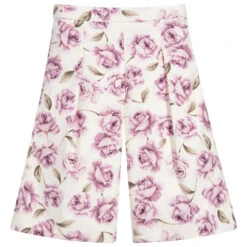 Sarah Louise Ivory Wide Leg Floral Trousers