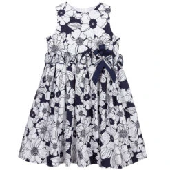 Sarah Louise Navy Blue Floral Cotton Dress