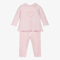 Sarah Louise Pink Cotton Knit Trouser Set