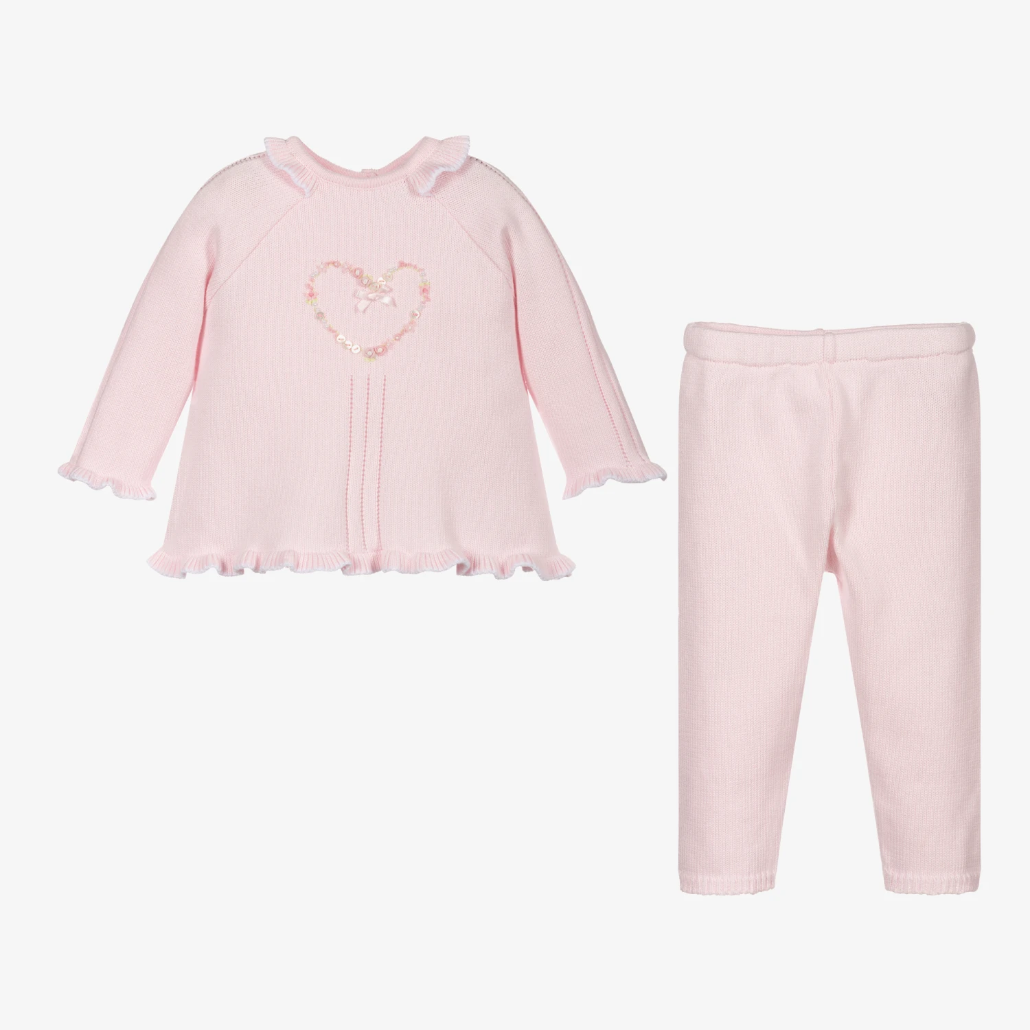 Sarah Louise Pink Cotton Knit Trouser Set 2 Sarah Louise Pink Cotton Knit Trouser Set - Image 2