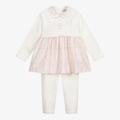 Sarah Louise Pink & Ivory Trouser Set