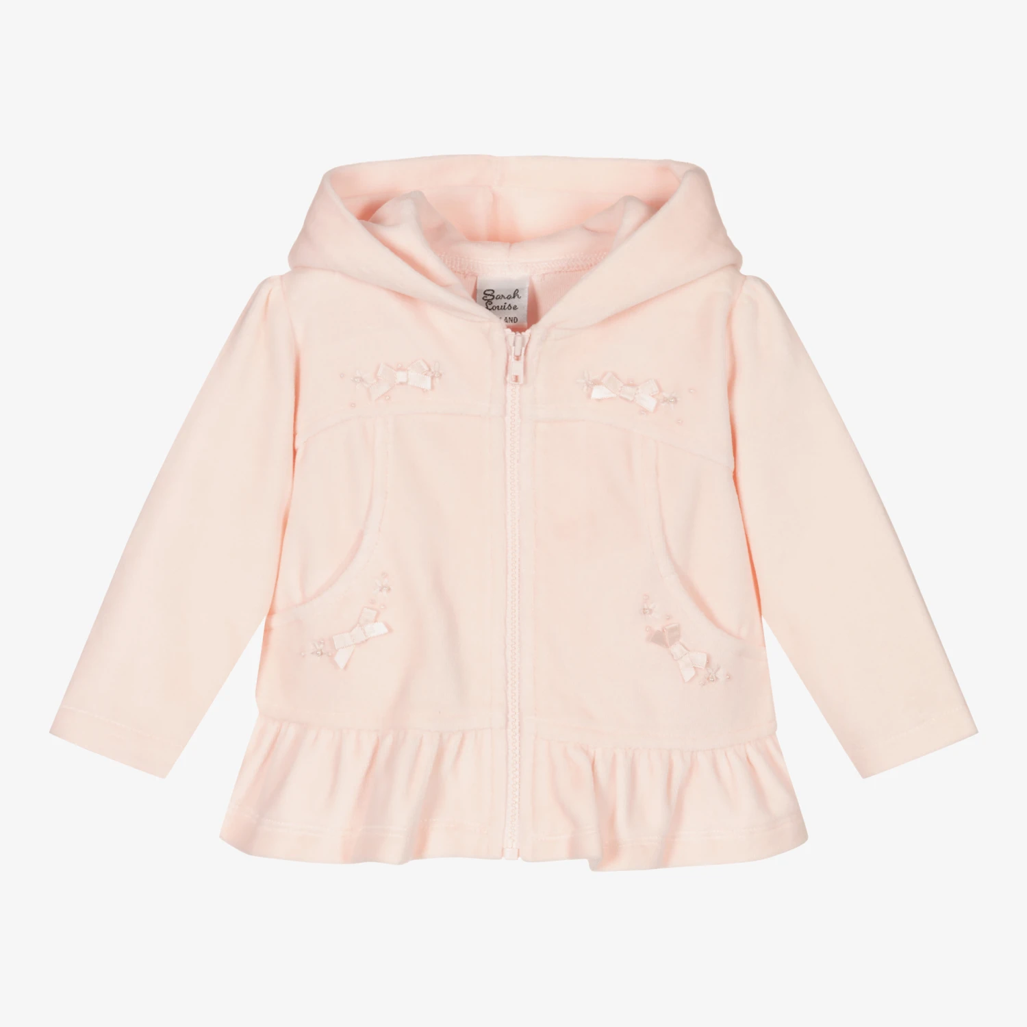 Sarah Louise Pink Velour Hooded Zip-Up Top 1 Sarah Louise Pink Velour Hooded Zip-Up Top