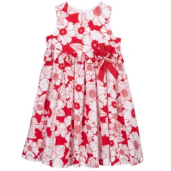 Sarah Louise Red Floral Cotton Dress
