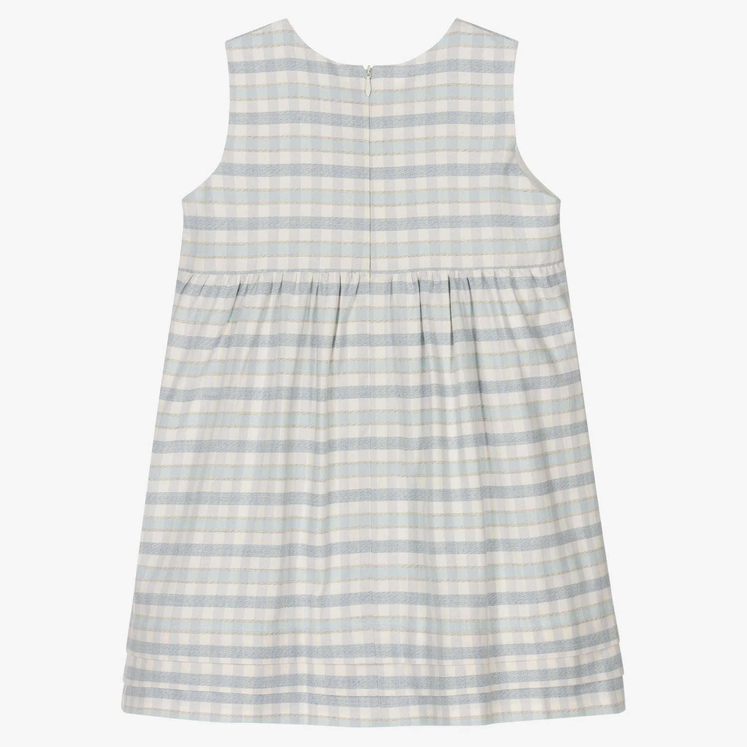 Sarah Louise White & Blue Check Cotton Dress 2 Sarah Louise White & Blue Check Cotton Dress - Image 2