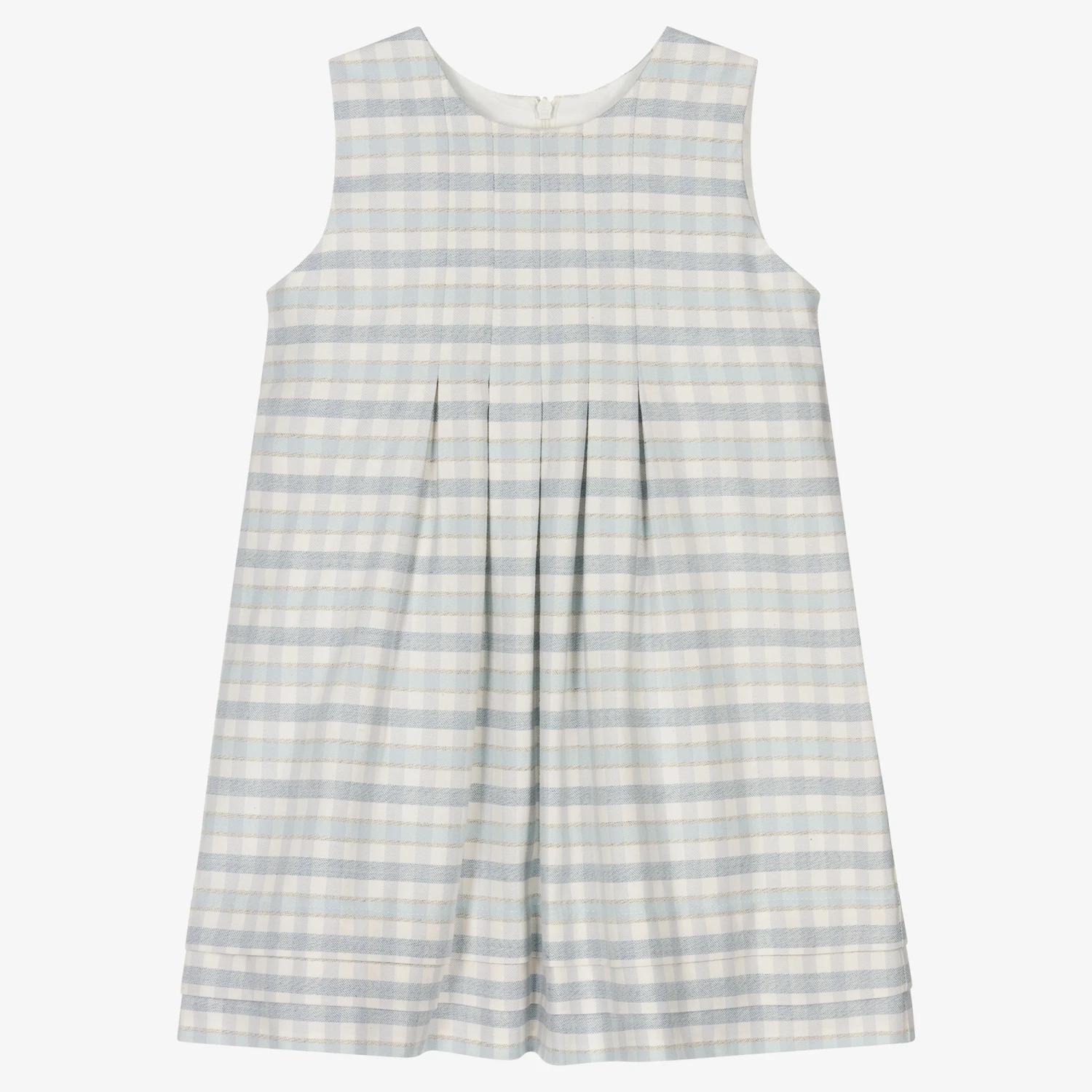 Sarah Louise White & Blue Check Cotton Dress 1 Sarah Louise White & Blue Check Cotton Dress
