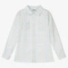 Sarah Louise White & Blue Checked Shirt