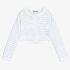 Sarah Louise White & Blue Striped Cardigan