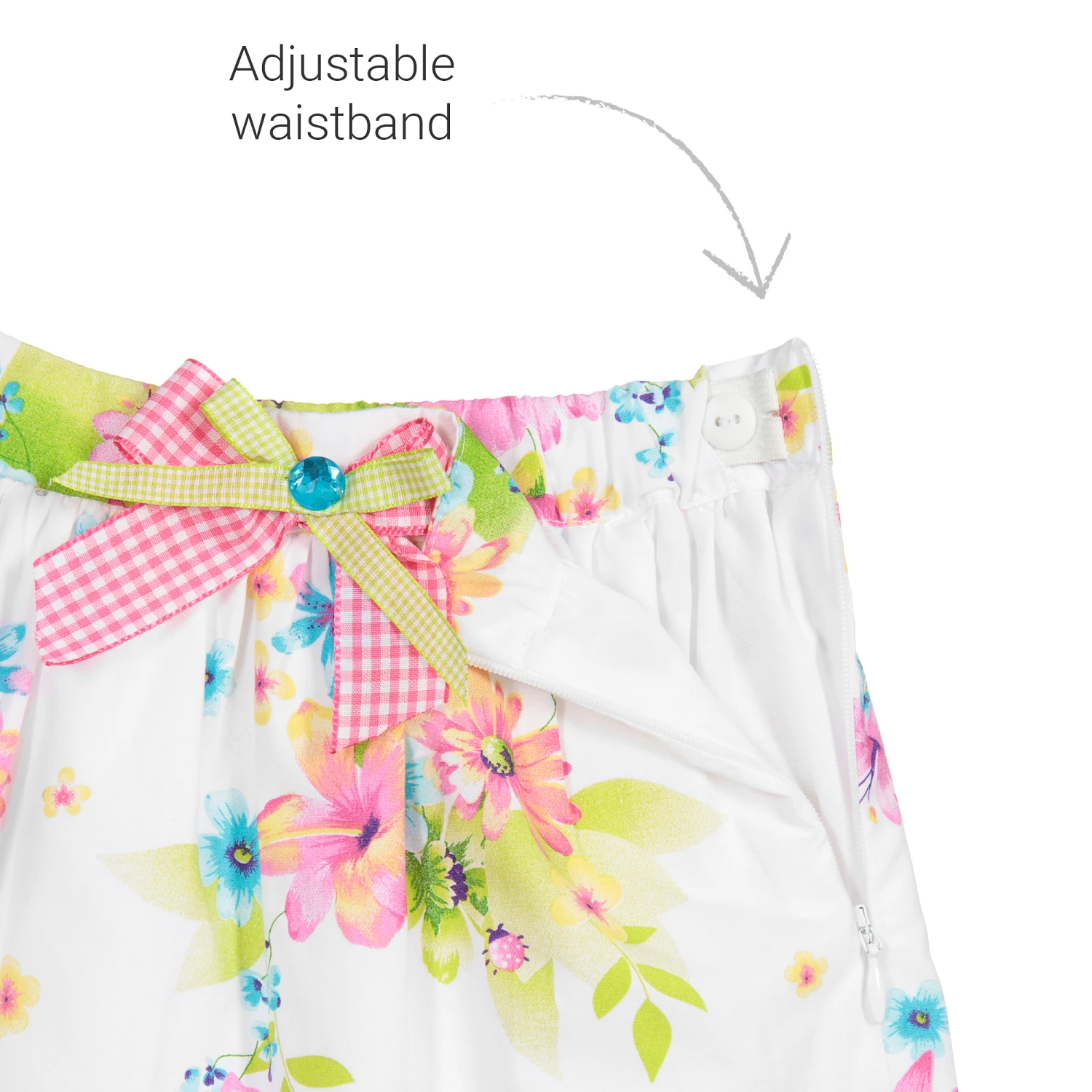 Sarah Louise White Cotton Floral Skirt 3 Sarah Louise White Cotton Floral Skirt - Image 3