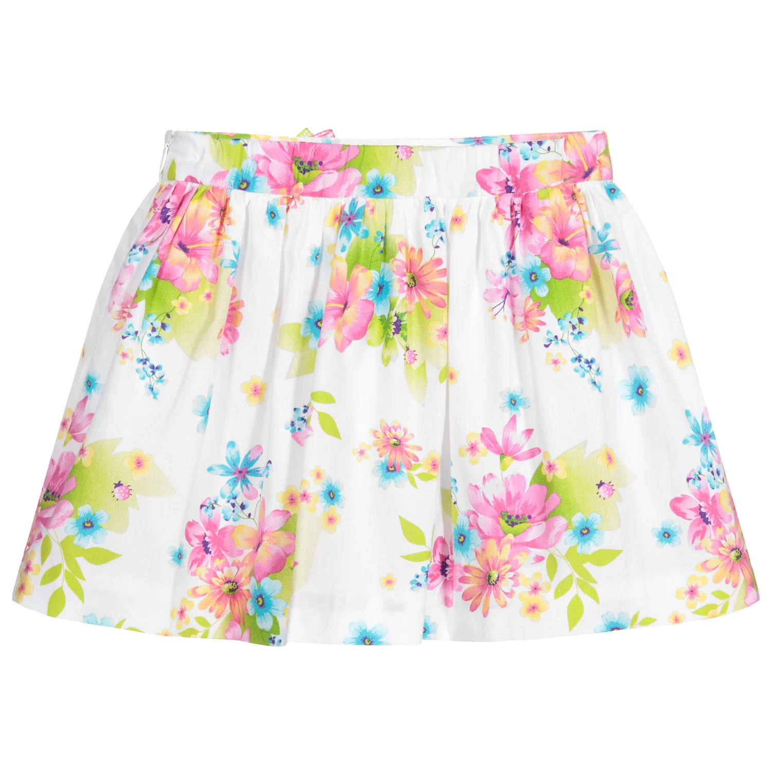 Sarah Louise White Cotton Floral Skirt 2 Sarah Louise White Cotton Floral Skirt - Image 2