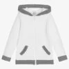 Sarah Louise White Cotton Knit Zip-Up Top